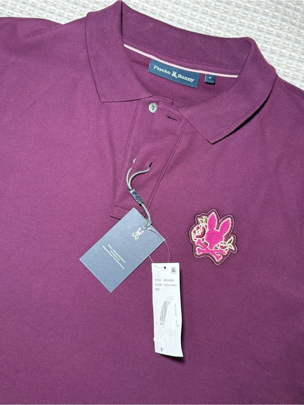 Psycho Bunny Mens Size 6 Large Auguste Polo Potent Purple Pima Cotton Logo NEW